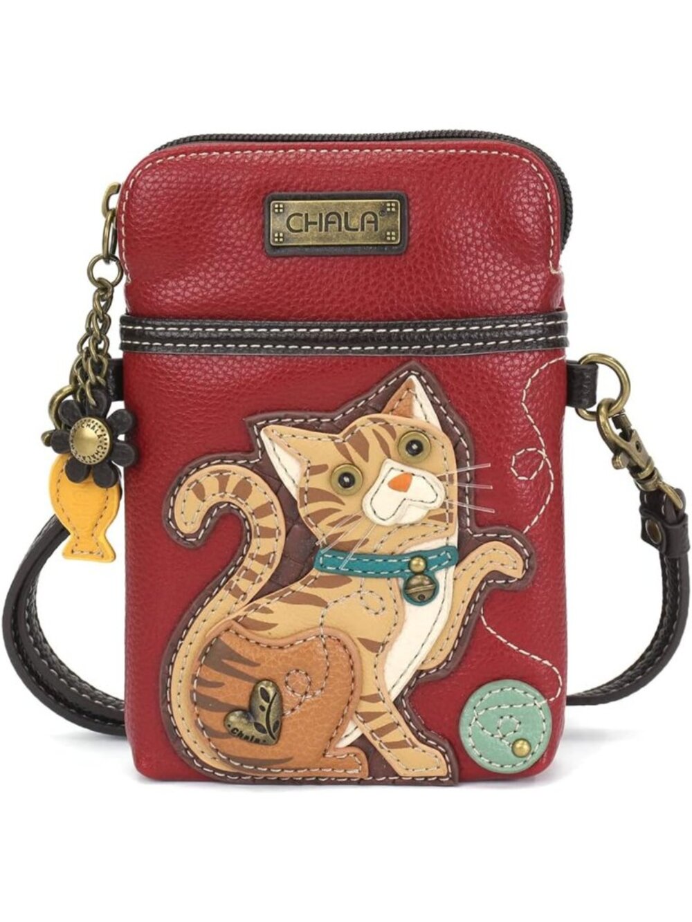 Multicolor Cat Crossbody Purse - Women’s PU Leather/Canvas Cell Phone Bag